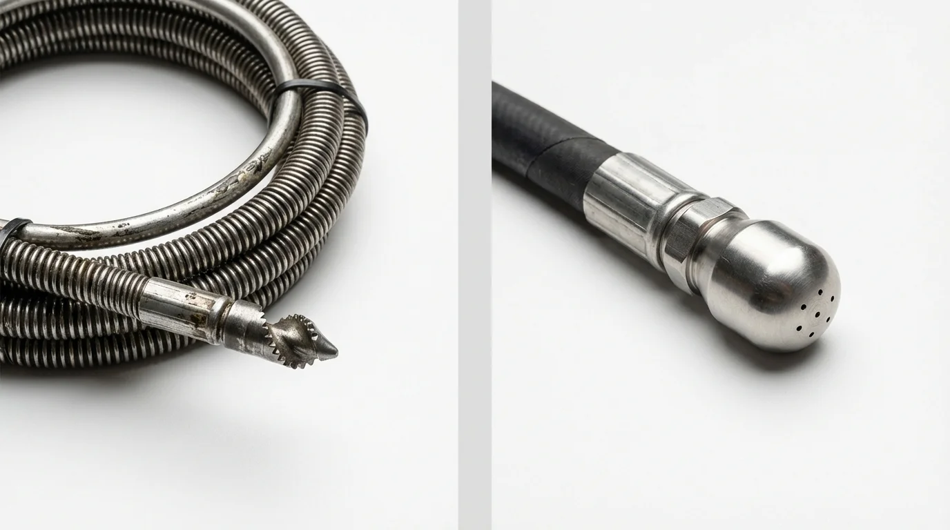 Drain snake cable and hydro jetting nozzle used for drain cleaning in Carrollton, MO