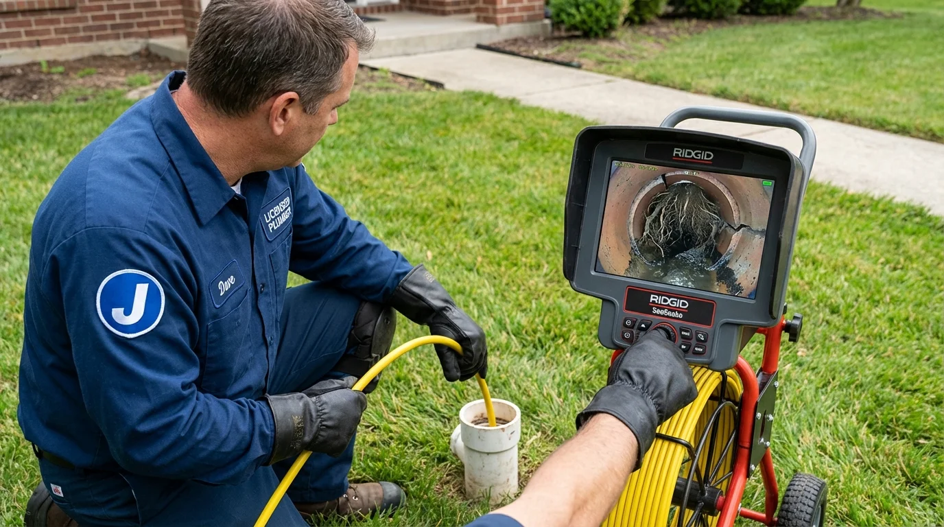 Sewer camera inspection being performed by Johns Plumbing LLC in Carrollton